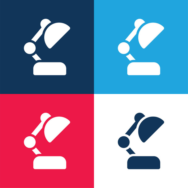 Lámpara ajustable azul y rojo conjunto de iconos mínimo de cuatro colores - Vector, Imagen
