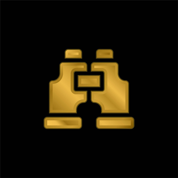 Prismáticos chapado en oro icono metálico o logo vector - Vector, Imagen
