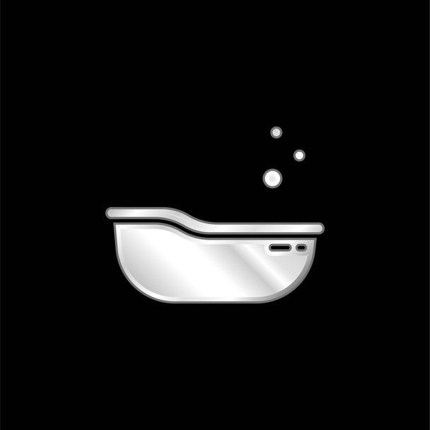 Baby Tub postříbřená kovová ikona - Vektor, obrázek