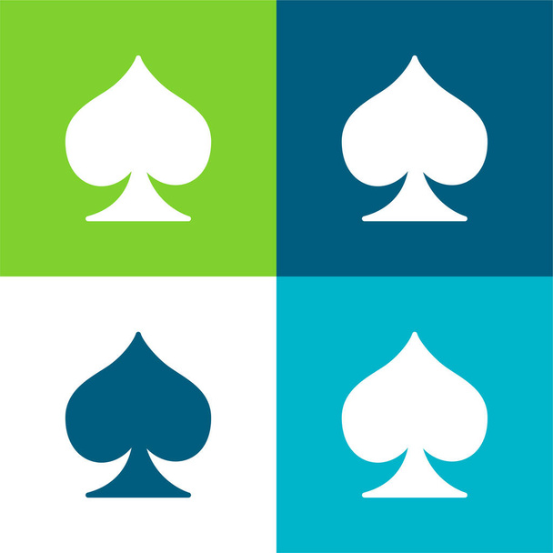 Ace Of Spades Плоский четырехцветный минимальный набор значков - Вектор,изображение