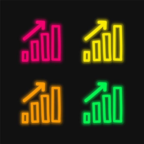 Barre grafiche Simbolo disegnato a mano icona vettoriale al neon incandescente a quattro colori - Vettoriali, immagini