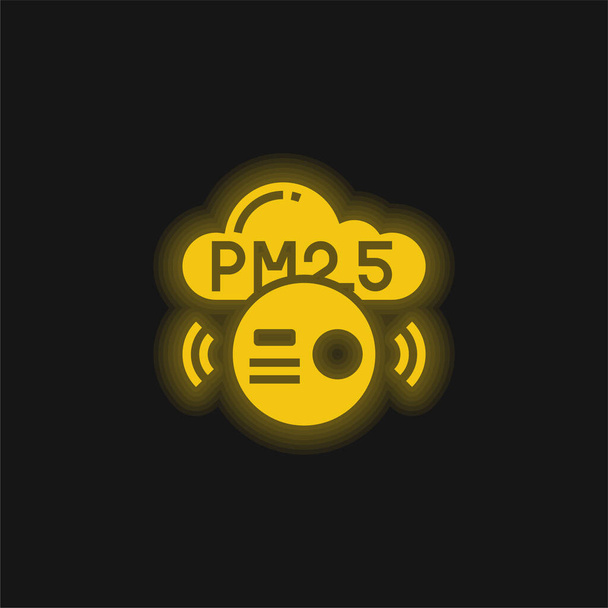大気汚染黄色のネオンアイコン - ベクター画像