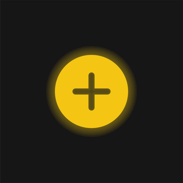 Ajouter une icône jaune néon brillant - Vecteur, image