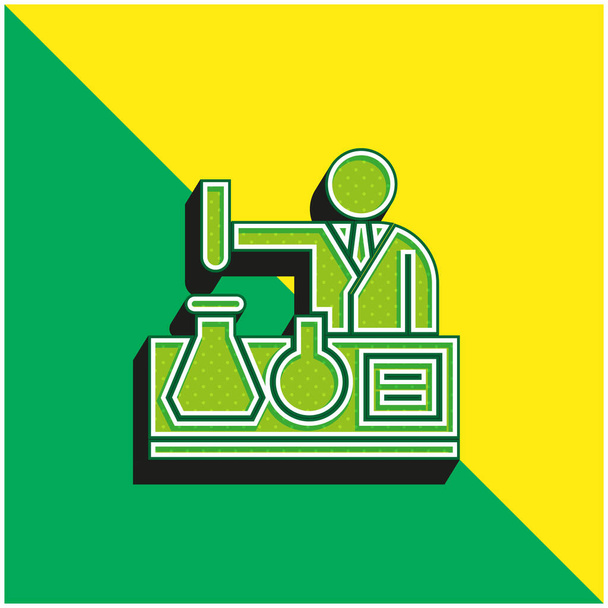 Bioengineering Zöld és sárga modern 3D vektor ikon logó - Vektor, kép