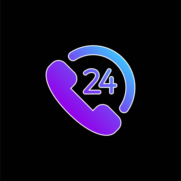 24 Horas Servicio al cliente azul gradiente vector icono - Vector, Imagen