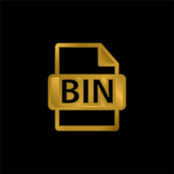 Formato de arquivo BIN ícone metálico banhado a ouro ou vetor de logotipo - Vetor, Imagem