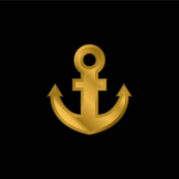 Âncora banhado a ouro ícone metálico ou vetor logotipo - Vetor, Imagem
