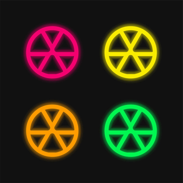 Ball Toy Outline four color glowing neon vector icon - Vector, Image