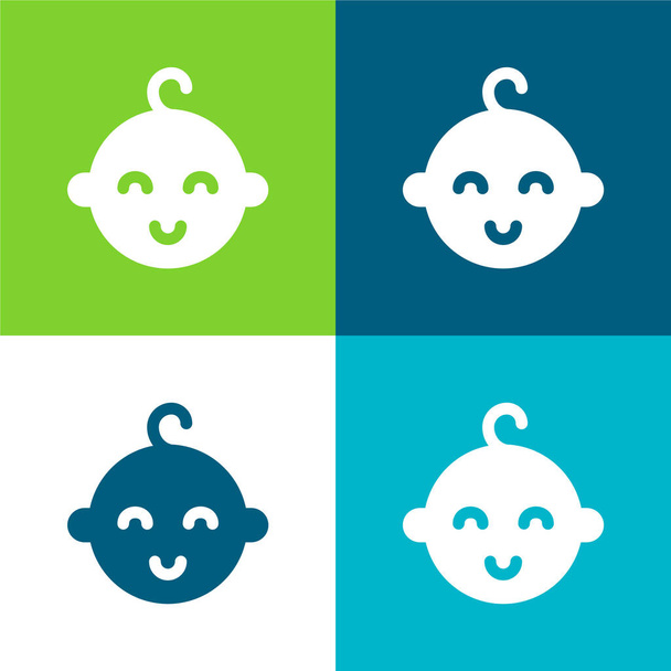 Baby Flat négy szín minimális ikon készlet - Vektor, kép