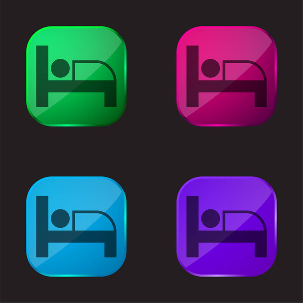 Кровать четырехцветная кнопка - Вектор,изображение