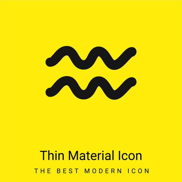 Vodnář znamení zvěrokruh symbol minimální jasně žlutý materiál ikona - Vektor, obrázek