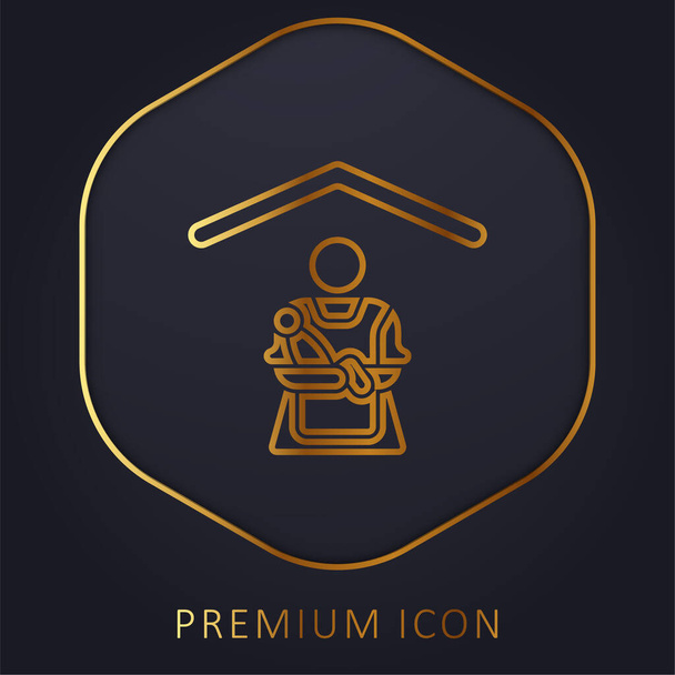 Baby sitting linea dorata logo premium o icona - Vettoriali, immagini