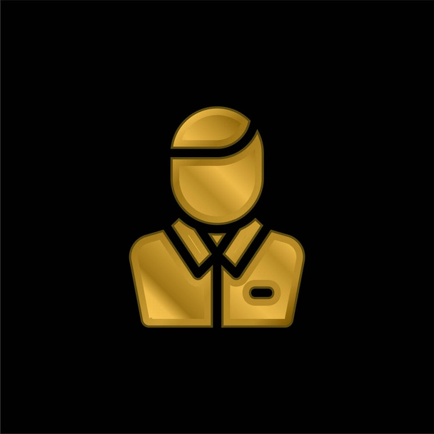 Asistencia chapado en oro icono metálico o vector de logotipo - Vector, imagen