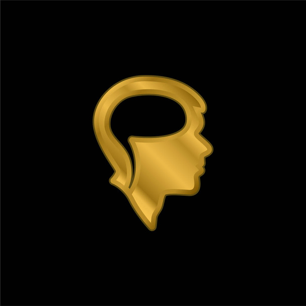 Cerveau sur la tête plaqué or icône métallique ou logo vecteur - Vecteur, image