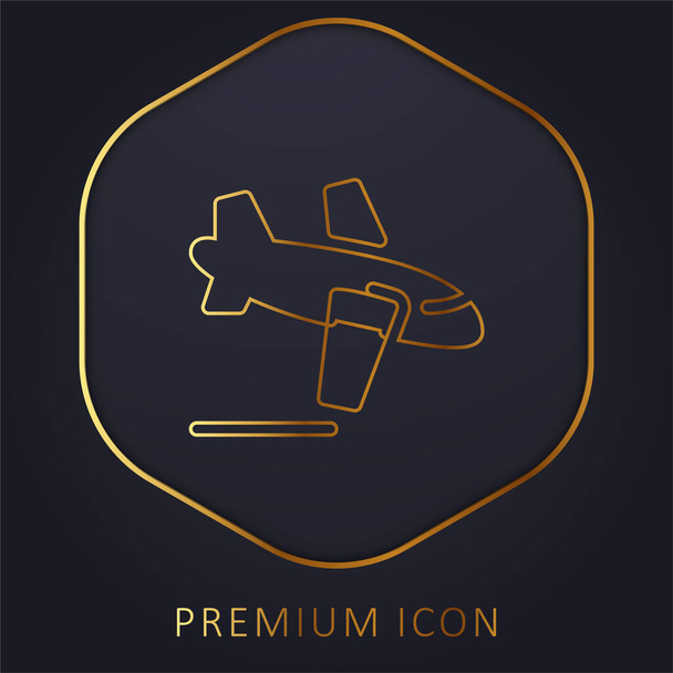 Прибуття логотипу або значка преміум-класу золотої лінії
 - Вектор, зображення