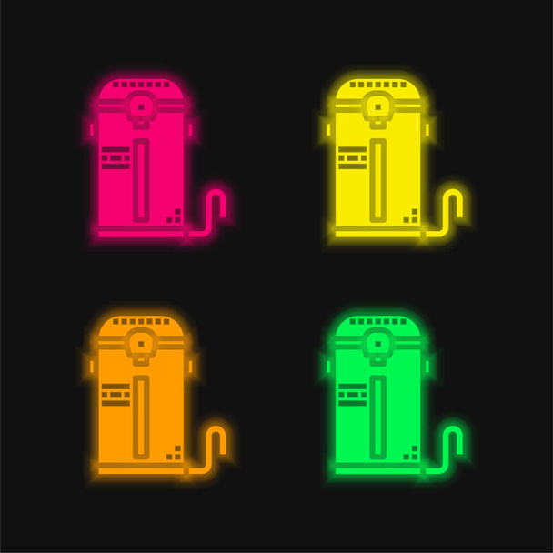 Kazán négy színű izzó neon vektor ikon - Vektor, kép