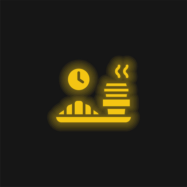 Breek geel gloeiend neon pictogram - Vector, afbeelding