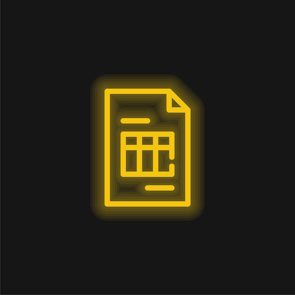 Grande facture jaune flamboyant icône néon - Vecteur, image