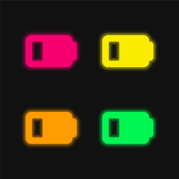 Batteriestatus vier Farbe leuchtende Neon-Vektor-Symbol - Vektor, Bild