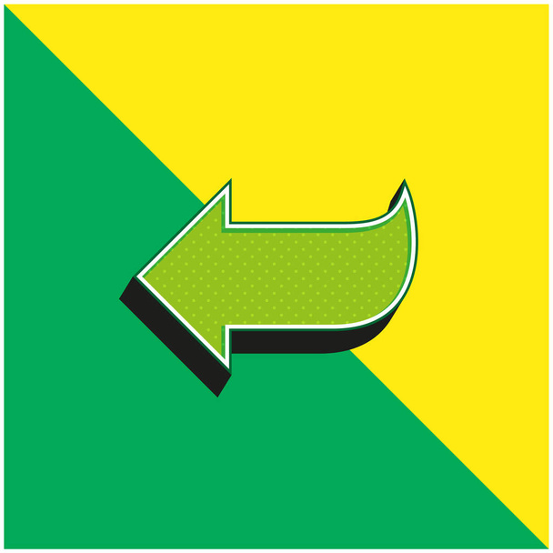 Nyíl alakú mutató balra Zöld és sárga modern 3D vektor ikon logó - Vektor, kép