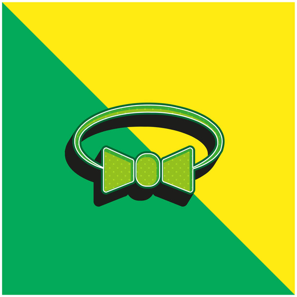弓タイバリアント緑と黄色の現代的な3Dベクトルアイコンのロゴ - ベクター画像