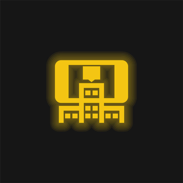 Realidade aumentada ícone de néon brilhante amarelo - Vetor, Imagem
