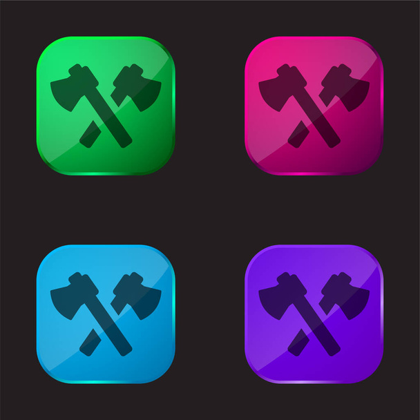 Axes négy színű üveg gomb ikon - Vektor, kép