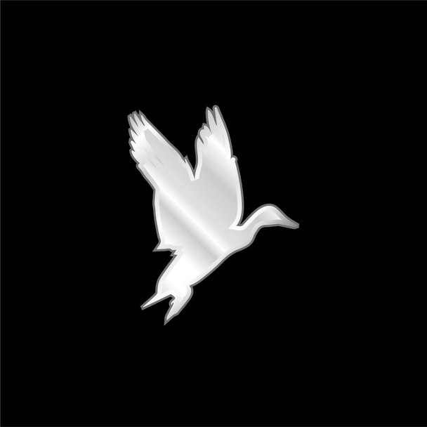 Pássaro Waterfowl forma prata banhado ícone metálico - Vetor, Imagem