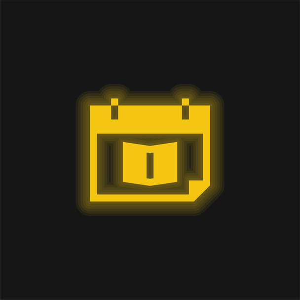 Kinevezés Könyv sárga ragyogó neon ikon - Vektor, kép