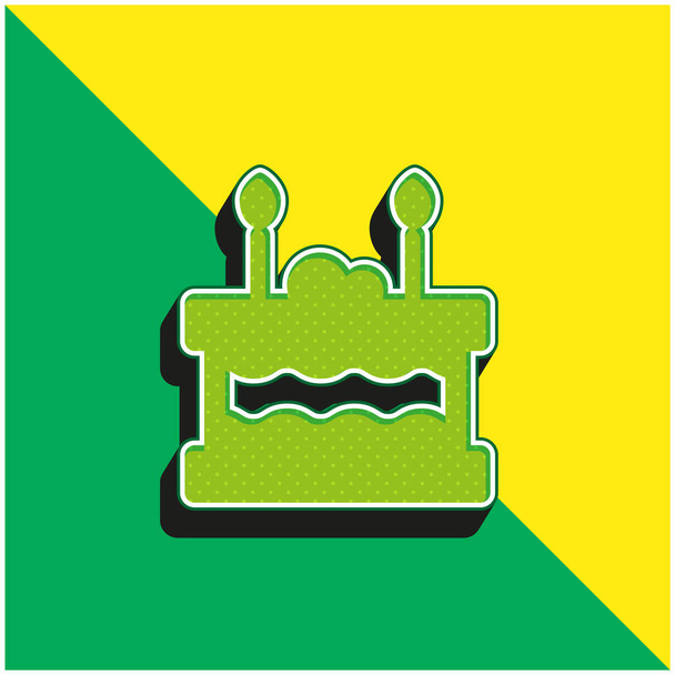 Syntymäpäivä kakku Vihreä ja keltainen moderni 3d vektori kuvake logo - Vektori, kuva