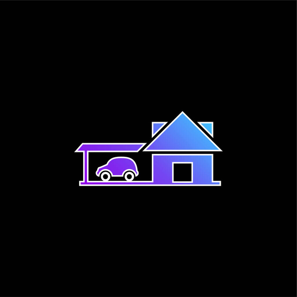 Μεγάλο σπίτι με αυτοκίνητο γκαράζ μπλε κλίση διάνυσμα εικονίδιο - Διάνυσμα, εικόνα