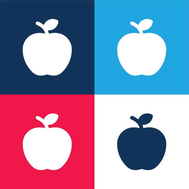 Apple modrá a červená čtyřbarevná minimální sada ikon - Vektor, obrázek
