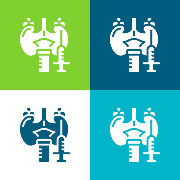glândula adrenal Plano quatro cores conjunto de ícones mínimos - Vetor, Imagem
