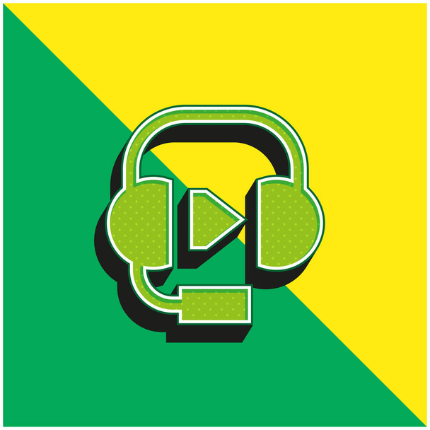 Audio Logo vectoriel 3D moderne vert et jaune - Vecteur, image