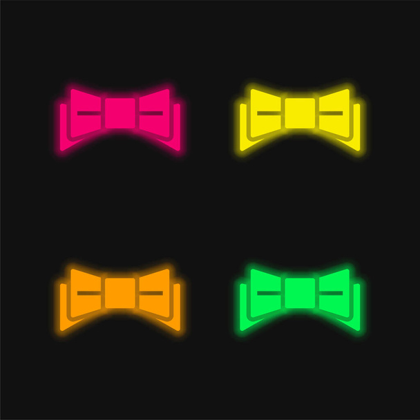 Bow čtyři barvy zářící neonový vektor ikona - Vektor, obrázek