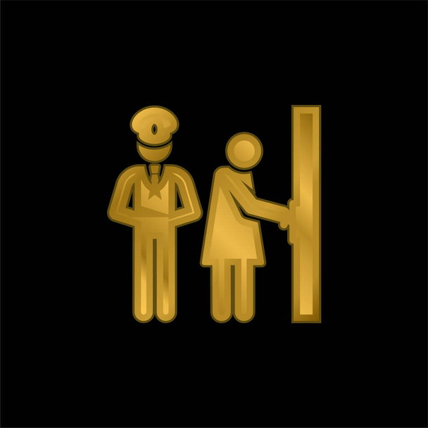 Bodyguard gold plated metalic icon or logo vector - Vector, Image