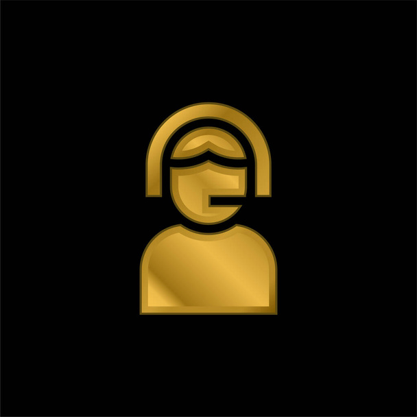 Asistencia chapado en oro icono metálico o vector de logotipo - Vector, Imagen