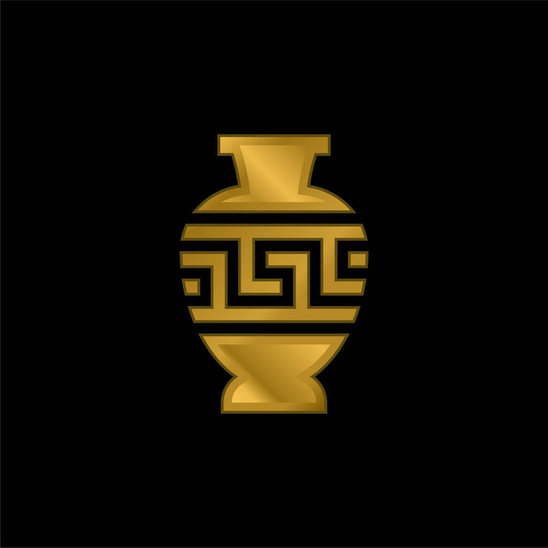 Ánfora chapado en oro icono metálico o logo vector - Vector, imagen