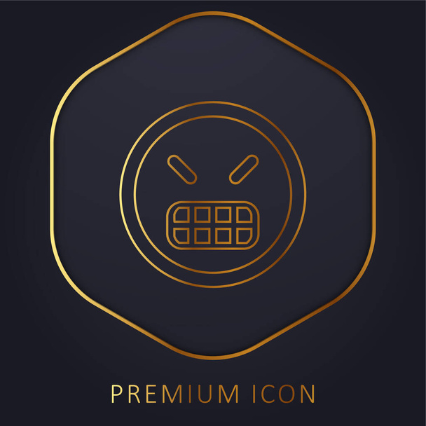 Angry Emoticon Square Face логотип или иконка золотой линии - Вектор,изображение