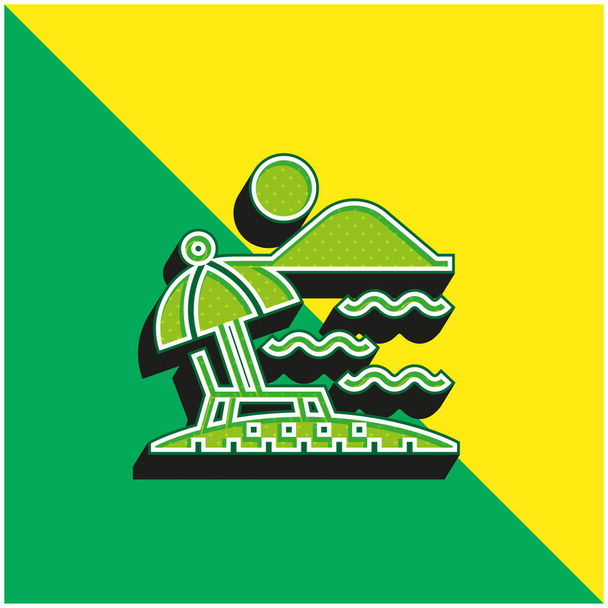 Strand Grünes und gelbes modernes 3D-Vektor-Symbol-Logo - Vektor, Bild