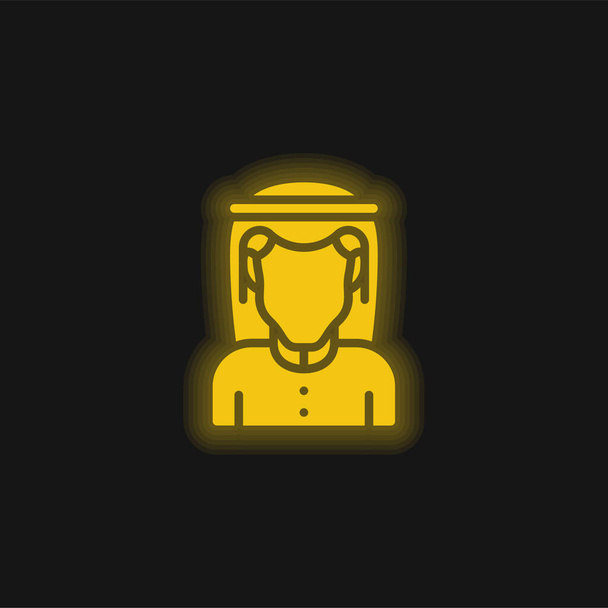 アラブ黄色の輝くネオンアイコン - ベクター画像