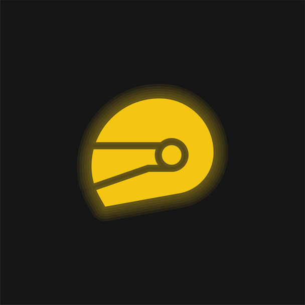 Capacete de bicicleta amarelo brilhante ícone de néon - Vetor, Imagem