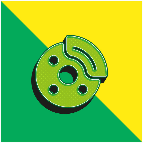 Romper verde y amarillo moderno vector 3d icono del logotipo - Vector, imagen
