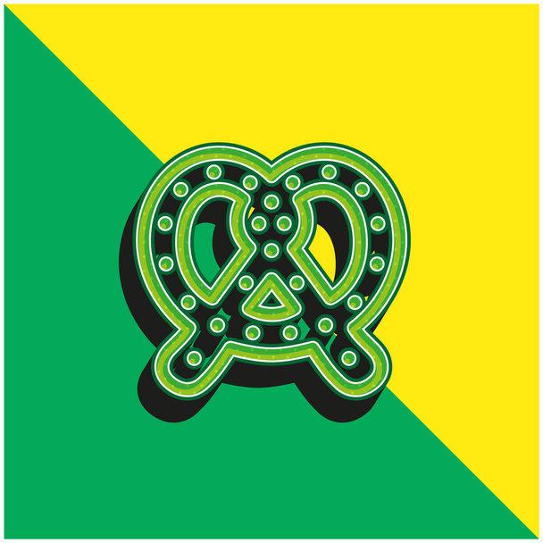 Μεγάλο Pretzel Πράσινο και κίτρινο σύγχρονο 3d διάνυσμα εικονίδιο λογότυπο - Διάνυσμα, εικόνα