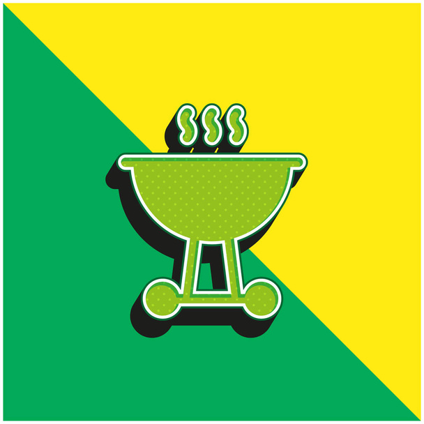 Bbq Logo icona vettoriale 3d moderna verde e gialla - Vettoriali, immagini