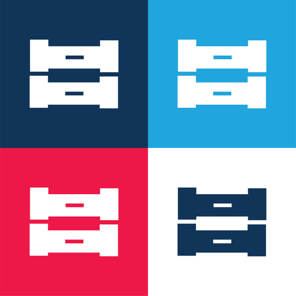Boxen für Daten blau und rot vier Farben minimalen Symbolsatz - Vektor, Bild
