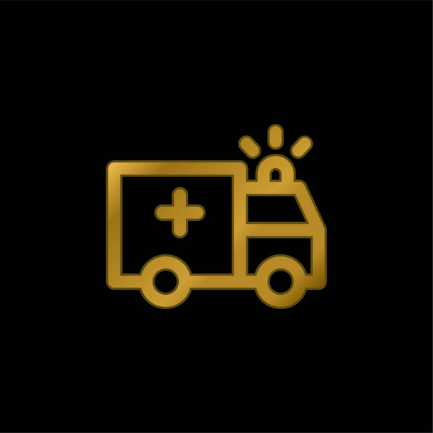 Icône métallique plaqué or Ambulance ou vecteur de logo - Vecteur, image