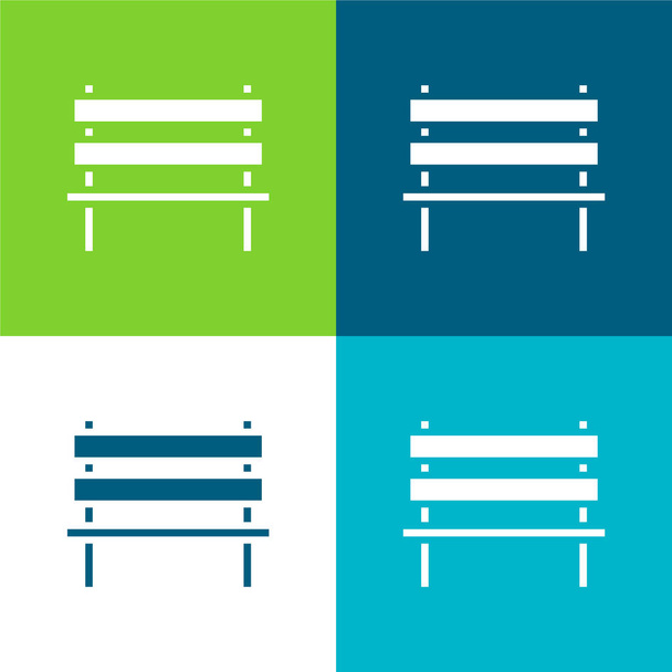 Bench Flat vier kleuren minimale pictogram set - Vector, afbeelding