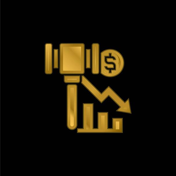 Bankruptcy gold plated metalic icon or logo vector - Vector, Image