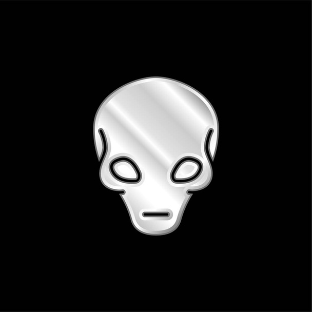 Alien silver plated metallic icon - Vector, Image